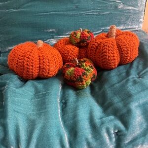 Handmade Crocheted Fall Pumpkins With Stem